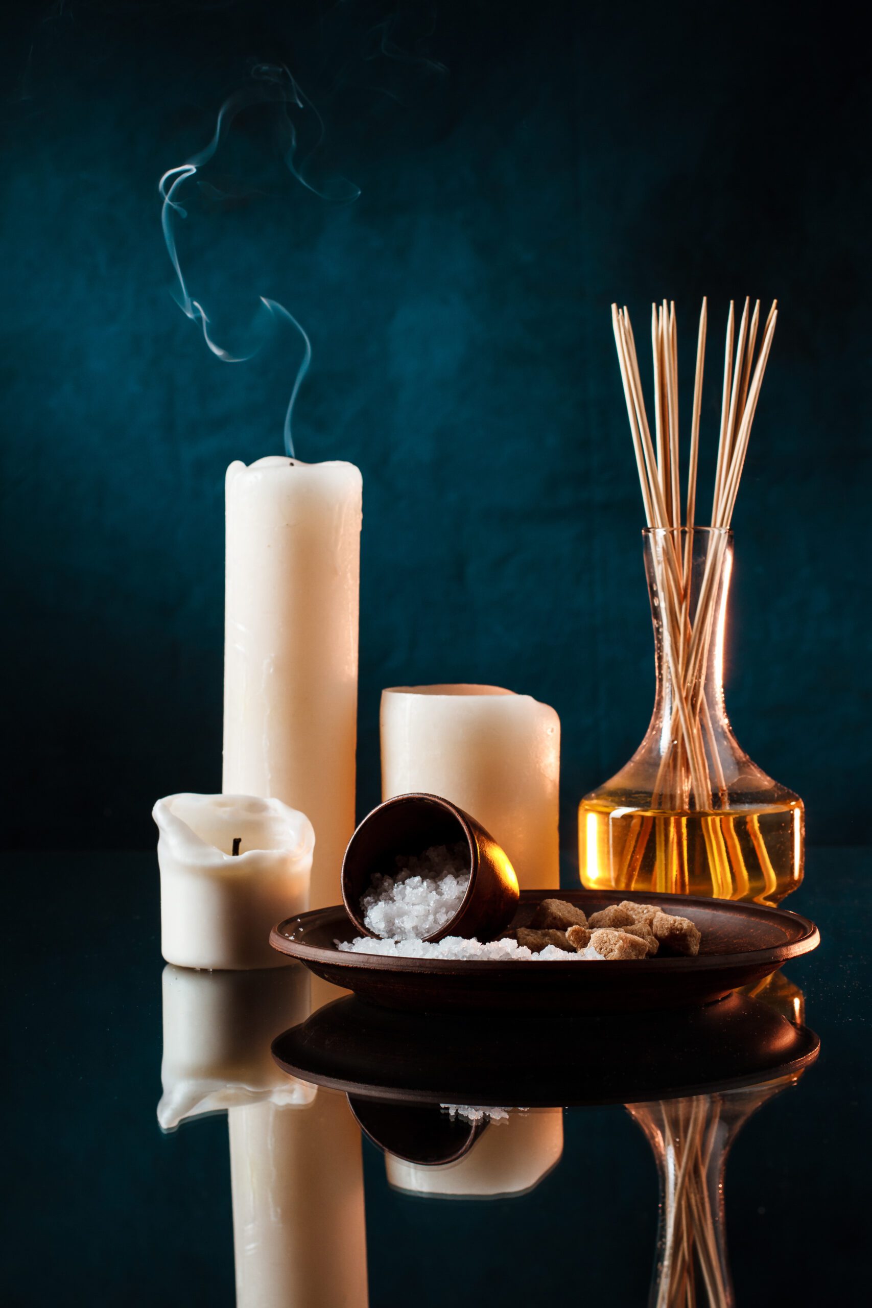 Spa treatment over dark background.